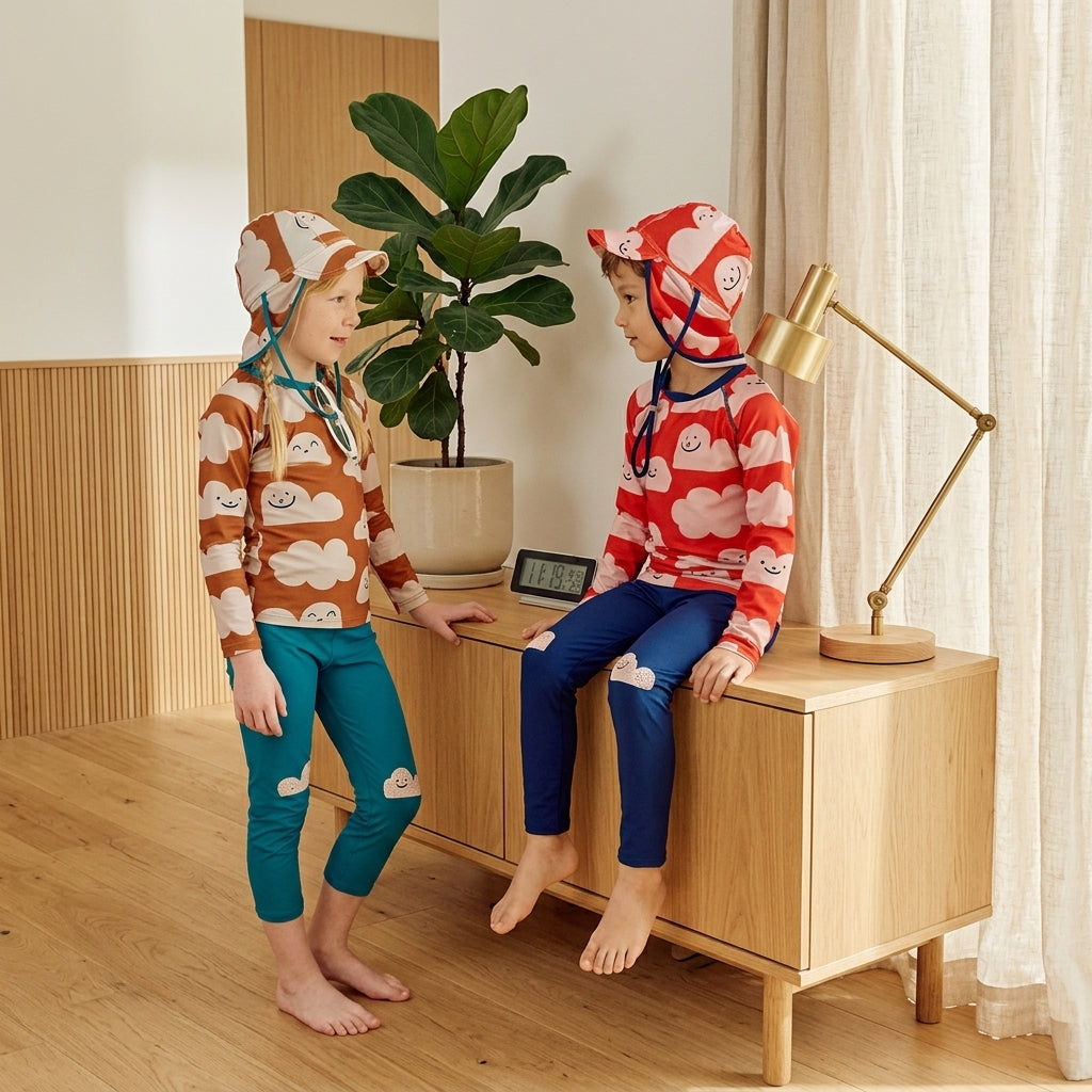 Kids Split Long Sleeve Full Length Swimsuit Quick Dry Sun Protection